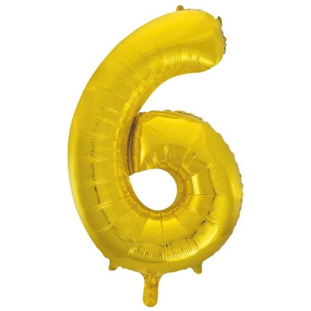 Helium Inflated Gold Foil Number 6 Balloon 34 Inches I Collection Ruislip I My Dream Party Shop
