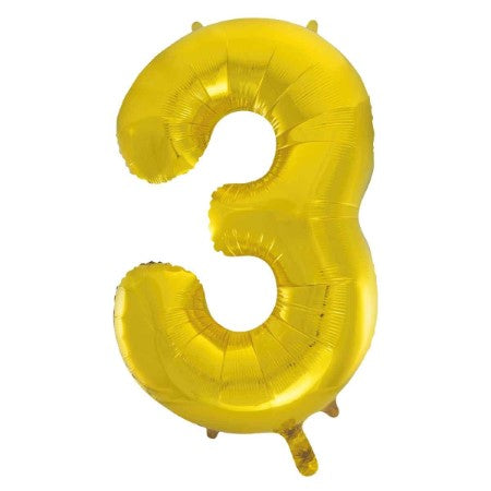 Helium Inflated Gold Foil Number 3 Balloon 34 Inches I Collection Ruislip I My Dream Party Shop