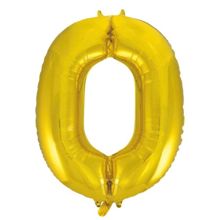 Helium Inflated Gold Foil Number 0 Balloon 34 Inches I Collection Ruislip I My Dream Party Shop