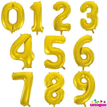 Helium Inflated Gold Foil Number Balloons 34 Inches I Collection Ruislip I My Dream Party Shop 