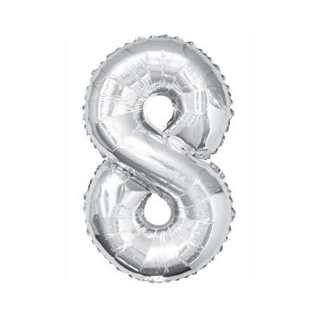 Gigantic Silver Foil Number Balloons, 34 Inches I Silver Number Eight Balloon I UK
