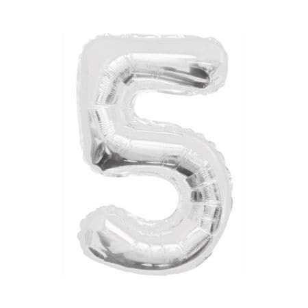 Gigantic Silver Foil Number Balloons, 34 Inches I Silver Number Five Balloon I UK