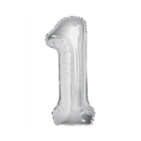 Gigantic Silver Foil Number Balloons, 34 Inches I Silver Number One Balloon I UK