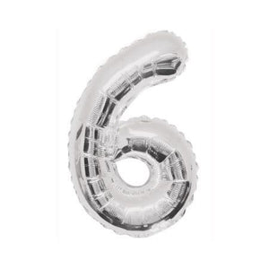 Gigantic Silver Foil Number Balloons, 34 Inches I Silver Number Six Balloon I UK