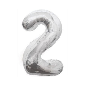 Gigantic Silver Foil Number Balloons, 34 Inches I Silver Number Two Balloon I UK