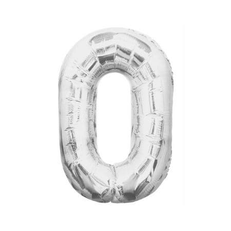 Unique Silver 34 Inch Number Balloon Zero I My Dream Party Shop UK