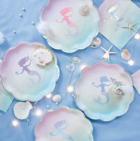 We Heart Mermaids Plates I Iridescent Mermaid Party Decorations I My Dream Party Shop UK