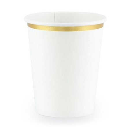 White Cups with Gold Rim I White Party Tableware I My Dream Party Shop UK