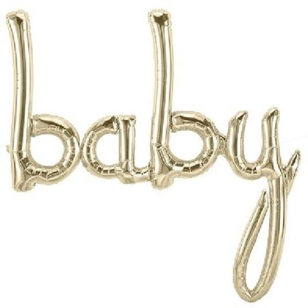 White Gold Baby Script Balloon I Baby Shower Decorations I My Dream Party Shop UK
