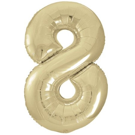 Helium Inflated White Gold Foil Number Eight Balloons 34 Inches I My Dream Party Shop