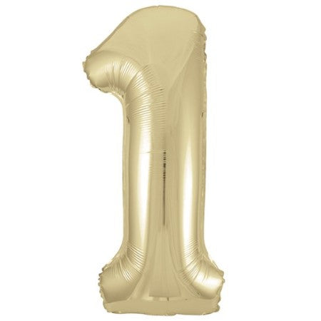 Helium Inflated White Gold Foil Number One Balloons 34 Inches I My Dream Party Shop