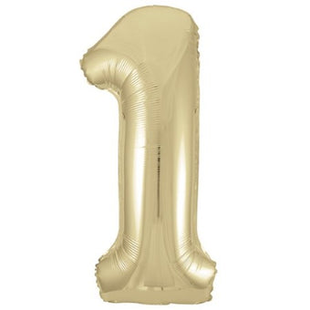 Helium Inflated White Gold Foil Number One Balloons 34 Inches I My Dream Party Shop