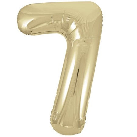 Helium Inflated White Gold Foil Number Seven Balloons 34 Inches I My Dream Party Shop