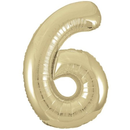 Helium Inflated White Gold Foil Number Six Balloons 34 Inches I My Dream Party Shop