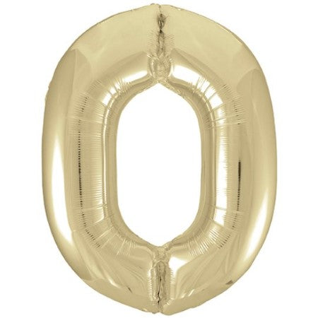 Helium Inflated White Gold Foil Number Zero Balloons 34 Inches I My Dream Party Shop