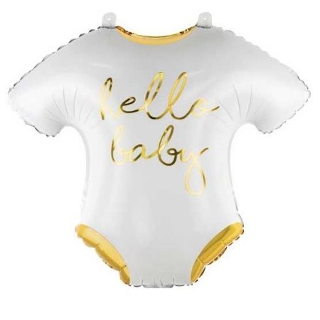 White Hello Baby Babygrow Balloon I New Baby Balloons I My Dream Party Shop