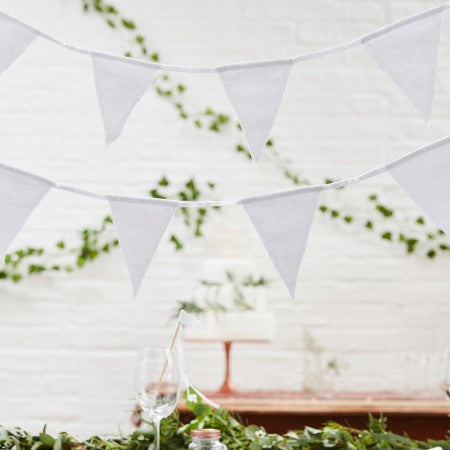 White Fabric Bunting Ginger Ray I White Party Decorations I My Dream Party Shop