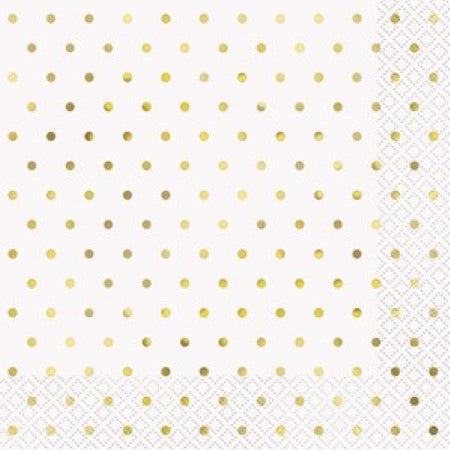 White Napkins with Gold Dots I Modern Party Napkins I My Dream Party Shop UK