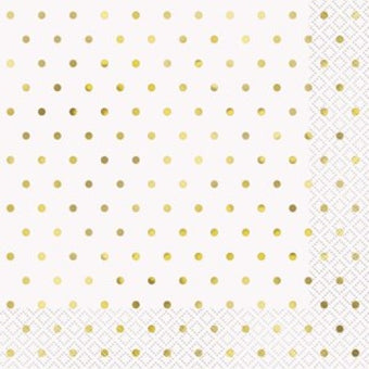 White Napkins with Gold Dots I Modern Party Napkins I My Dream Party Shop UK