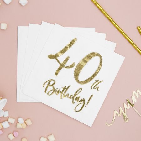 40th Birthday Napkins I Modern 40th Birthday Party Tableware I UK