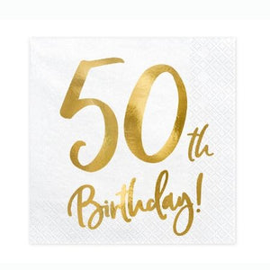 50th Birthday Napkins I Modern 50th Birthday Party Supplies I UK