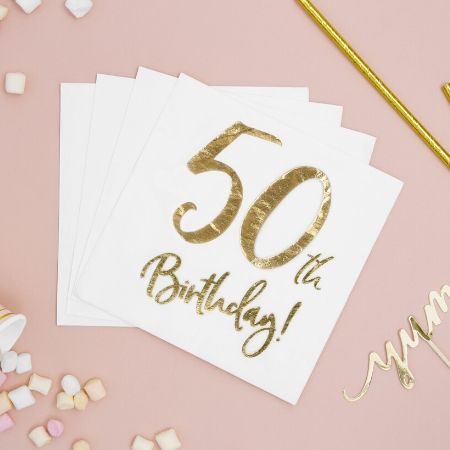50th Birthday Napkins I Modern 50th Birthday Party Supplies I My Dream Party Shop UK
