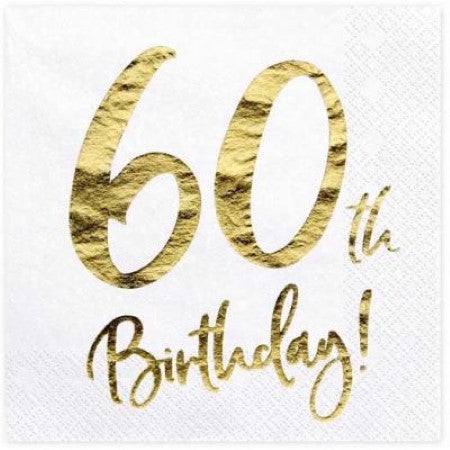 60th Birthday Napkins I Modern 60th Birthday Party Supplies I My Dream Party Shop UK