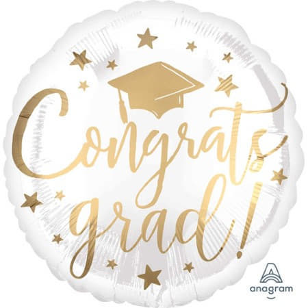 White and Gold Congrats Grad Foil Balloon I Graduation Balloons I My Dream Party Shop UK