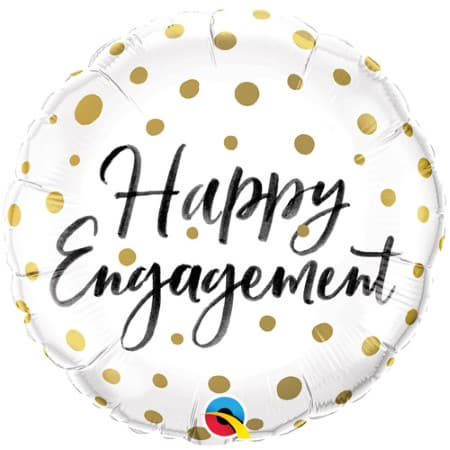 White and Gold Happy Engagement Foil Balloon I Engagement Party I My Dream Party Shop UK