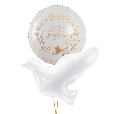 Happy Christening and Dove Helium Balloons I Helium Balloons for Collection Ruislip I My Dream Party Shop