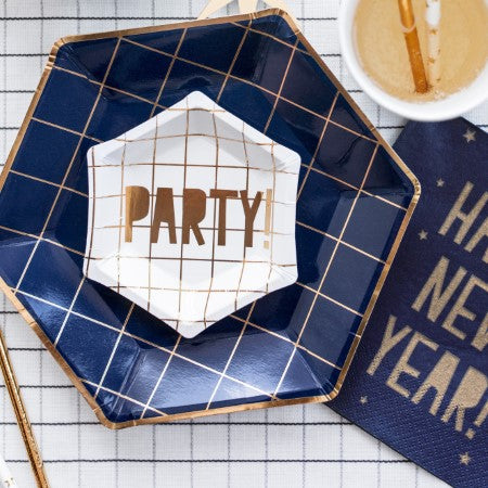 Small Canape White and Gold Hexagonal Party Plates I My Dream Party Shop I UK