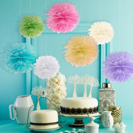 White Tissue Pom Pom Party Decoration I My Dream Party Shop I UK
