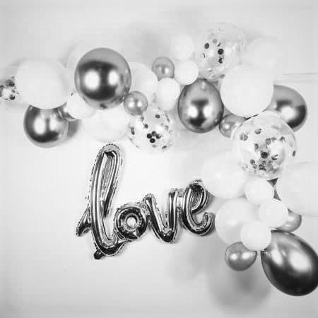 White and Silver Balloon Garland Kit I Modern Balloon Decorations I UK