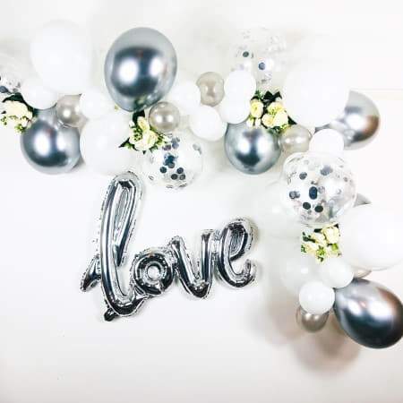 White and Silver Balloon Garland Kit I Wedding Balloon Decorations I UK