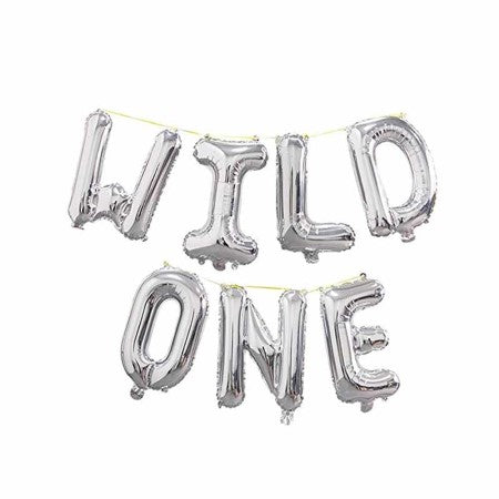 Wild One Silver Balloon Bunting I Jungle Party Decorations I My Dream Party Shop UK