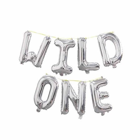 Wild One Silver Balloon Bunting I First Birthday Party Balloons I My Dream Party Shop I UK