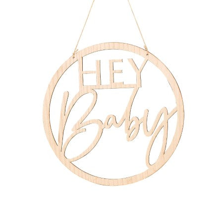 Hey Baby Wooden Round Sign I Boho Baby Shower Decorations I My Dream Party Shop