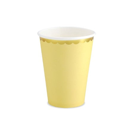 Yellow Paper Cups with Gold Metallic Edge I Pastel Tableware Party Collection I My Dream Party Shop I UK