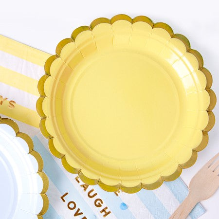 Small Yellow Plates with Gold Edge I Pastel Party Tableware I My Dream Party Shop I UK