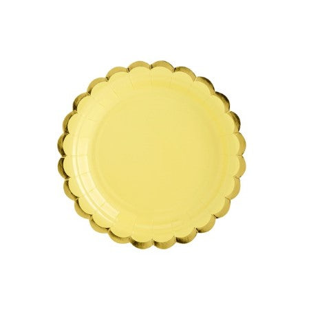 Small Yellow Plates with Gold Scalloped Edge I Pastel Party Supplies I My Dream Party Shop 