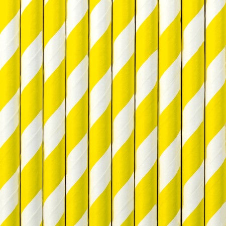 Yellow and White Striped Party Straws I Yellow Party Decorations I My Dream Party Shop UK