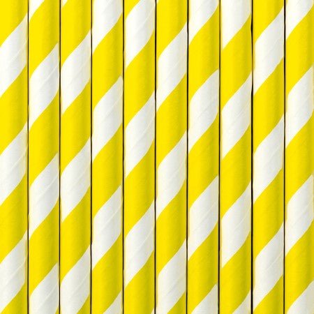 Yellow and White Striped Party Straws I Drinking Straws I My Dream Party Shop UK