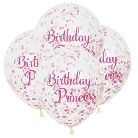 Pink Birthday Princess Confetti Balloons I Princess Party Supplies I My Dream Party Shop UK