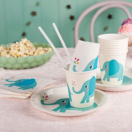 Elvis the Elephant Cups I Baby Shower Tableware I My Dream Party Shop UK