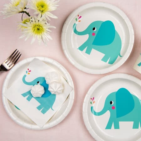 Elvis the Elephant Plates I Baby Shower Tableware I My Dream Party Shop