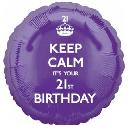 Purple Keep Calm Its Your 21st Birthday Balloon I 21st Birthday Party I My Dream Party Shop 