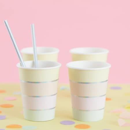 Pastel Stripe Cups I Modern Pastel Party Supplies I My Dream Party Shop UK