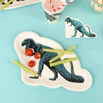 T-Rex Shaped Dinosaur Party Plates I Dinosaur Party Supplies I My Dream Party Shop UK